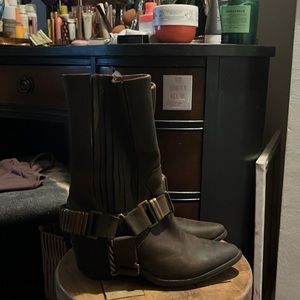 Jeffrey Campbell brown western moto boot